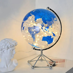 <span class=keywords><strong>Transparente</strong></span> 20cm plástico Perla Rosa iluminar globo terráqueo lámpara de mesa escritorio Mesa LED regalo decoración globo terráqueo para estudiantes - Product Image 2
