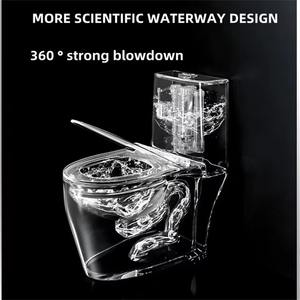 लक्जरी एक टुकड़ा सिरेमिक wc सेंटियोरोस Wc गोल्ड लाइन डिजाइन बाथरूम सिरेमिक एक टुकड़ा सोने के सफेद रंग के शौचालय कटोरे - Product Image 6