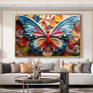 Quadro Decorativo per Soggiorno con Paesaggio <span class=keywords><strong>di</strong></span> Cascata nella Giungla, Arte Murale con <span class=keywords><strong>Farfalle</strong></span> in Cristallo e Porcellana HD - Product Image 4