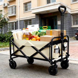 Chariot de plage pliable robuste grande capacité, chariot utilitaire pliable à 4 roues en PVC, personnalisable OEM, chariot d'extérieur - Product Image 5