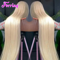 Perruques 100% Cheveux Humains Blond 613, Ondulées Afro Birmanes, Pré-Pluckées, Lace Frontale, Cheveux Péruviens, Prêtes à Porter, Sans Colle, Fournisseurs