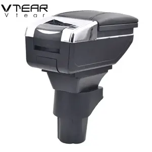 Accoudoir en cuir Vtear pour <span class=keywords><strong>Nissan</strong></span> <span class=keywords><strong>Micra</strong></span>/March, boîte de rangement centrale, fil rouge, accessoires de style automobile, accoudoir intérieur en ABS - Product Image 6