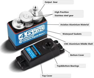 Servo de Alto Torque 45KG con Motor Sin Núcleo, Engranaje Metálico Digital y de Acero Inoxidable, Servo <span class=keywords><strong>Arduino</strong></span> para Robótica DIY, Coche RC - Product Image 6