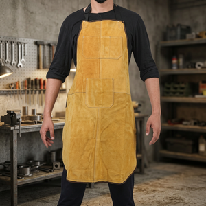 Delantal de Cuero Estilo Clásico Resistente al Fuego con Bolsillos para Uso en Taller - Product Image 1