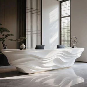 Mostrador de Recepción Moderno Blanco con Diseño de Ondas, Ideal para Vestíbulos y Entradas de Oficinas Elegantes - Product Image 5