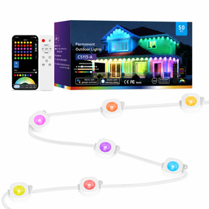 Luces Navideñas Permanentes de 15 m (50 pies) con 30 Lámparas Blancas <span class=keywords><strong>RGB</strong></span>, Control Inteligente por Aplicación, Luces Decorativas para Exteriores, para Decoración de Aleros de Casas - Product Image 1
