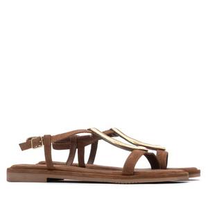 Carmela Women's <b>Flat</b> Sandal Brown 36 Low Heel 2 Cm Cut - Product Image 4