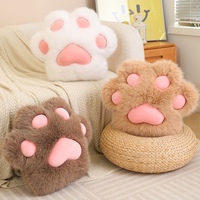 Coussin en peluche rose en forme de patte de chat ou d'ours, long et moelleux, pour décoration d'anniversaire et cadeaux, style dessin animé