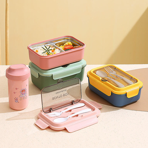 2026 New <b>Stackable</b> 304 Stainless Steel <b>Lunch</b> <b>Box</b> Office Large Capacity Portable Soup Bowl Spoon and Fork - Product Image 2