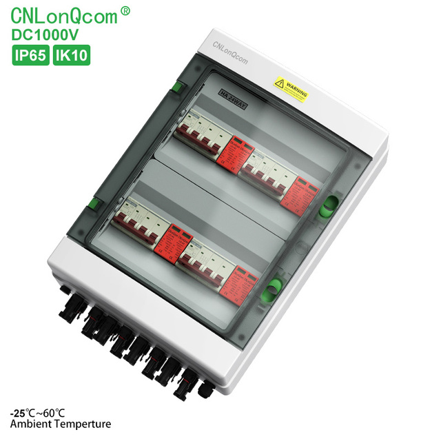 CNLonQcom IP65 CE for PV Combiner Box 4in 4out DC1000V Circuit Breaker Surge Protector Outdoor Solar Panel IEC Standard