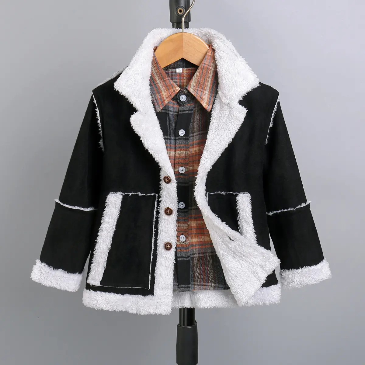 Latest Kids Warm Winter Jacket Coats Shirt 2pcs Boys Clothing Sets Fashion Child Boys Fur Coats