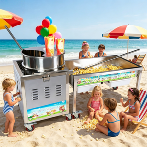 Máquina <span class=keywords><strong>de</strong></span> Palomitas Comercial <span class=keywords><strong>de</strong></span> Acero Inoxidable 220V, Combinada a Gas y Eléctrica, para Festivales al Aire Libre - Product Image 1