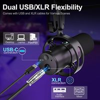 Microphone dynamique cardioïde filaire WM8 USB Type-C/XLR avec suppression du bruit, 192kHz/24bit, RGB, pour enregistrement studio, ordinateur et gaming