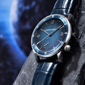 Montre mécanique automatique pour homme, cadran en verre, bracelet en cuir de vache, acier inoxydable, 12 mm, étanche 100 m, PD-1790 - Product Image 2