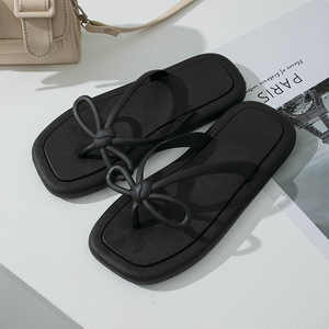 Sandalias de Playa para <span class=keywords><strong>Mujer</strong></span>, Pantuflas Casuales de Verano con Lazo, Color Sólido, Ligeras - Product Image 6