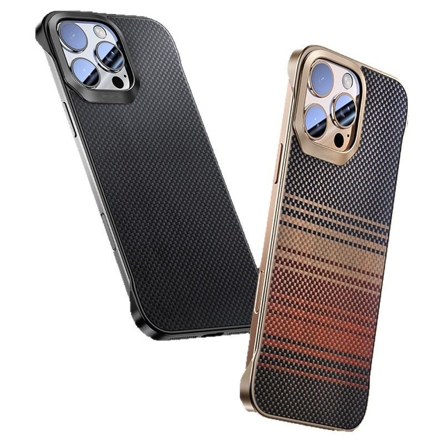 PC Mobile Phone Case with Carbon Fiber Texture for iPhone 17 16 15 14 Pro Max Magnetic Ultra-Thin Skin Borderless Cover