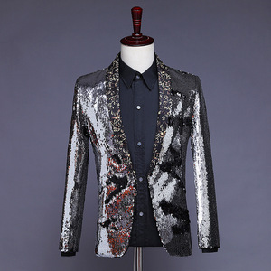 <span class=keywords><strong>Ropa</strong></span> de Actuación para Hombre, Top de Moda Masculina, Traje con Cuello de Fruta Verde con Lentejuelas, Traje para Actuaciones en Escenario, Discoteca, Bar, DJ, Cantante - Product Image 5