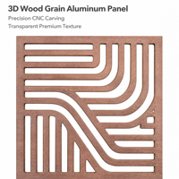 Mur-rideau en aluminium à plaque unique, personnalisé, moderne, avec gravure CNC, impression par transfert thermique et grain de bois 3D pour l'intérieur