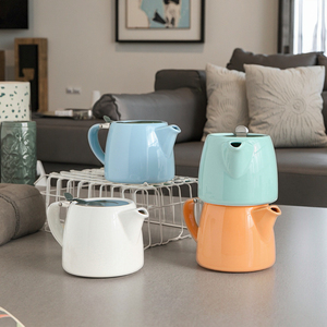 Ấm trà gốm sứ nhiều màu sắc bán buôn, ấm trà bán chạy, ấm trà có nắp và bộ lọc bằng thép không gỉ - Product Image 1