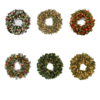 Guirlande de baies rouges artificielles pré-éclairée avec lumières, prix d'usine, vente en gros, à suspendre pour Noël, décoration de porte d'entrée, Adornos Navidenos