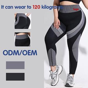 Pantalones <span class=keywords><strong>de</strong></span> Yoga para Mujer, Talla Grande, con Rayas en Contraste, Elásticos y Suaves, Transpirables, <span class=keywords><strong>de</strong></span> Nailon y Spandex, para Deportes, Entrenamiento y Uso Diario - Product Image 1