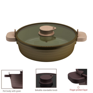 Poêle à frire profonde antiadhésive de 10/12 "avec deux poignées amovibles en silicone Marmite peu profonde Poêle sûre pour lave-vaisselle 2 en 1 - Product Image 1