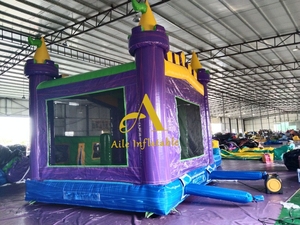 Trampoline gonflable Offre Spéciale violet <span class=keywords><strong>vert</strong></span> château jeu enfants gonflable maison fête saut rebond et toboggan Combo extérieur - Product Image 5