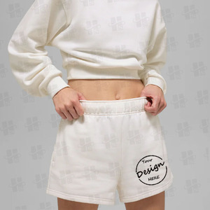 Pantaloncini da donna personalizzati in cotone per allenamento, ricamati su misura, vestibilità rilassata, <span class=keywords><strong>neri</strong></span>, estivi, per corsa e ciclismo - Product Image 6