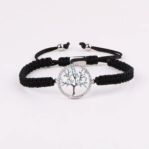 Nouveau Design CZ Life Tree Charm <span class=keywords><strong>Cordon</strong></span> Tissé À La Main Réglable Lucky <span class=keywords><strong>Bracelet</strong></span> Avec Logo JBS12578 - Product Image 5