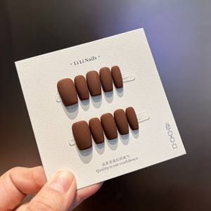 10PCS <span class=keywords><strong>Faux</strong></span> <span class=keywords><strong>Ongles</strong></span> Courts Faits Main à Coller, Couleur Unie Mate, en Acrylique, Vente en Gros - Product Image 2