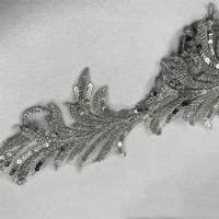 Applique en sequins et perles en forme de feuille de 12 cm pour embellissements de robes de mariée, accessoires de chaussures/sacs/cheveux et fournitures de bricolage