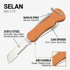 Couteau <span class=keywords><strong>de</strong></span> poche pliant SELAN en acier 3Cr13 avec manche en plastique pour marins, navigation et activités <span class=keywords><strong>de</strong></span> plein air B06 - Product Image 1