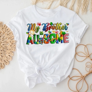 Mon frère est génial - Autisme - Impression par transfert DTF - Autocollant thermocollant - Sublimation - Sacs de vêtements - Vêtements - Prêt à presser - Product Image 6