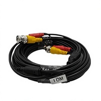 Cable de Vigilancia Integrado de Video y Energía, Conectores BNC/DC, Conductor de Cobre, 10m de Longitud, Dos en Uno