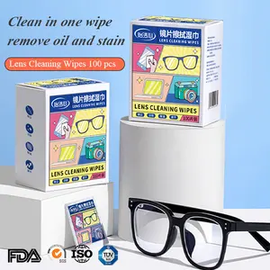 100 개/상자 핫 세일 빠른 청소 렌즈 와이프 안경 OEM/ODM 허용 100 pcs/box 패키지
