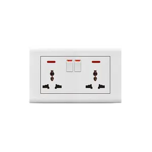 AULMO 2 GANG SWITCH + 2 MULTI FUNCTION SOCKET W/NEON CLASSIC MOULD HIGH QUALITY HOME USE