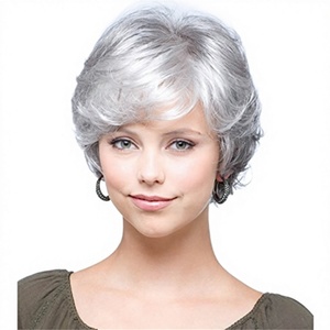Peluca de Cabello Completo con Mecanismo, Estilo Celebridad, Rizos Cortos Voluminosos <span class=keywords><strong>Gris</strong></span> <span class=keywords><strong>Ceniza</strong></span> para Mujeres de Mediana Edad y Mayores, para Comercio Exterior - Product Image 1