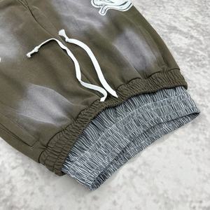 Pantalons pour hommes personnalisés, style streetwear, 500 g/m², imprimés, amples, style baggy, lavés, jambes larges, double taille, pantalons de survêtement - Product Image 3