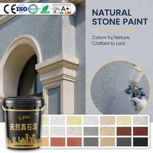 Peinture liquide prête à l'emploi à base de pierre véritable avec technologie de fixation des couleurs de l'usine Blue Kingfisher pour le revêtement des murs extérieurs des hôpitaux - Product Image 1