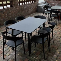 Meubles de jardin imperméables de fabrication directe, forme ronde et carrée, restaurant, terrasse, salle à manger, table en plastique d'extérieur
