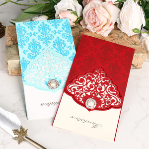 Tarjeta de invitación de estilo europeo con diseño hueco, cortada con láser y adornada con perlas, rectangular, de alta gama, con páginas interiores imprimibles. - Product Image 2