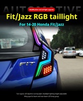 Luz Trasera RGB para Honda Fit Jazz GK5 2014-2020, Lámpara Trasera LED con Niebla, DRL, Freno y Señal de Giro, Plug and Play, Accesorios Automotrices