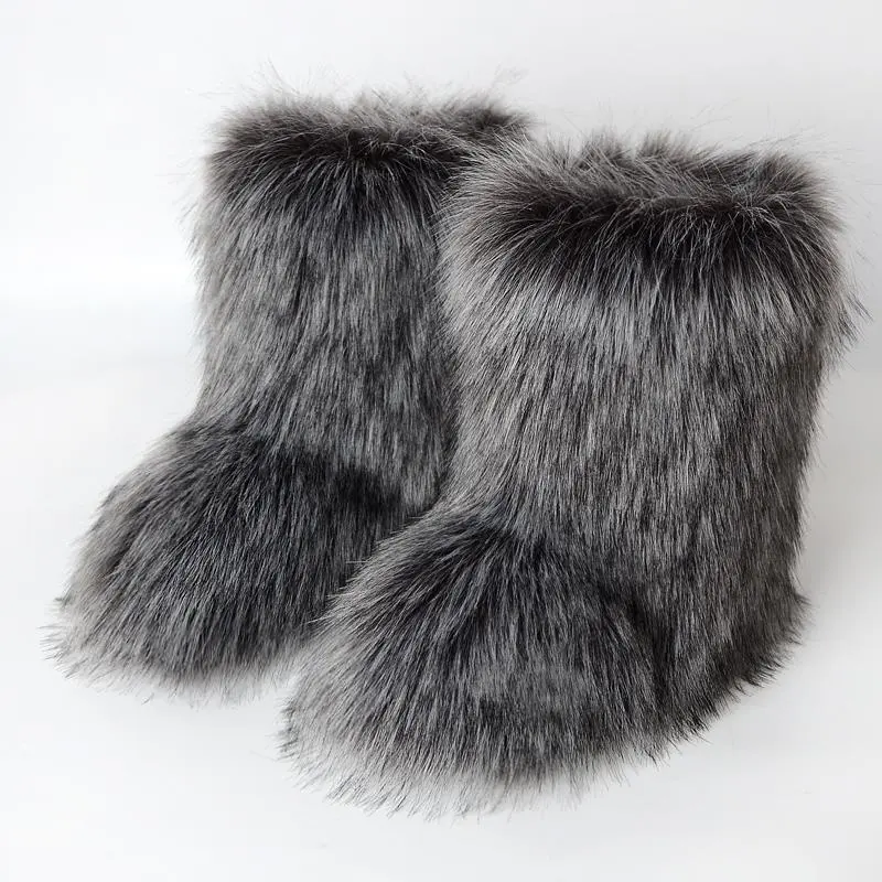 Set di stivali da neve con borsa abbinata e fascia per capelli scarpe invernali da donna invernali in pelliccia sintetica e soffice peluche in pelliccia calda per le donne