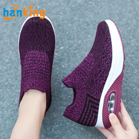 Ehanking Baskets à plateforme à coussin d'air pour femmes, chaussures de course élégantes, confortables et respirantes en maille tricotée et épaisses pour femmes