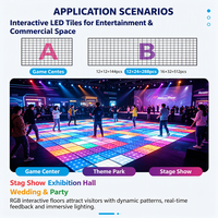 Piste de danse Infinity IP65 DMX512 RGBWA éclairée sans fil LED en verre miroir 3D, panneau magnétique pour mariage