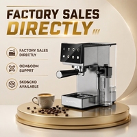 Machine à expresso électrique entièrement automatique programmable en acier inoxydable 20 bars avec moulin intégré 1350W, mousseur à lait professionnel, usage domestique, UE