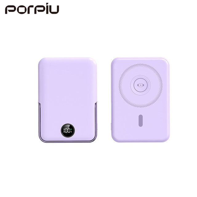 15W Bidirectional Fast Charging 10000mah Li Polymer Battery Ultra Slim Portable Wireless Power Bank LED Display for Magnetic