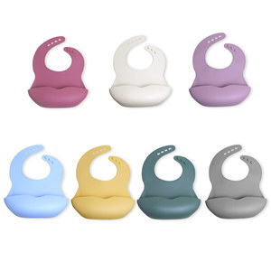 Bavoir bébé en silicone avec poche profonde, bavoir d'alimentation imperméable pour nourrisson, design uni unisexe, fermeture élastique en Y - Product Image 5