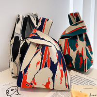 Marque Design Crochet Sac À Main Dames Couleurs Motif Voyage Sac À Provisions Tricoté Capacité Sac Fourre-Tout Pour Les Femmes