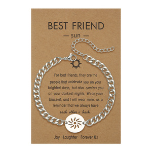 Bracelet d'amitié en acier inoxydable avec pendentif soleil et lune, cadeau pour femmes, hommes, unisexe, bracelet à breloques tendance - Product Image 5